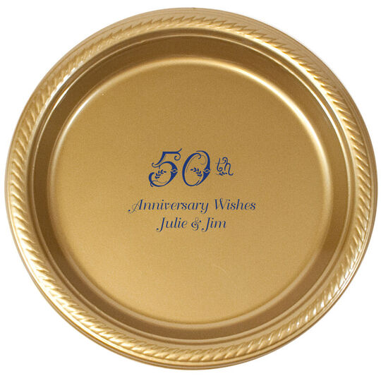 Elegant 50th Scroll Personalized Plastic Plates